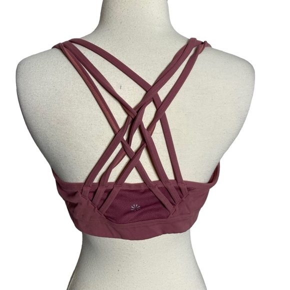 Athleta Fully Focused Sport Bra Size Large Criss Cross Back 591284-17 Pink - Picture 2 of 5